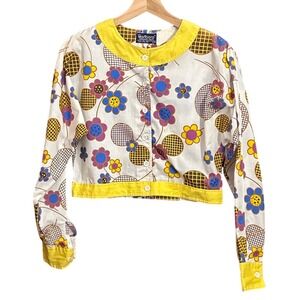 Vintage 60s Lady Marlboro Cropped Blouse 60s Mod Retro Pop Art Floral Print Top